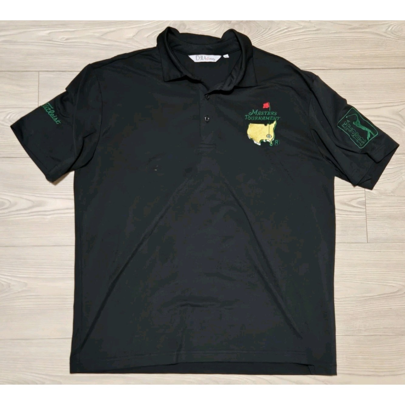 Masters Tournament Golf Polo Shirt Mens Large Black Embroidered Titleist Pga